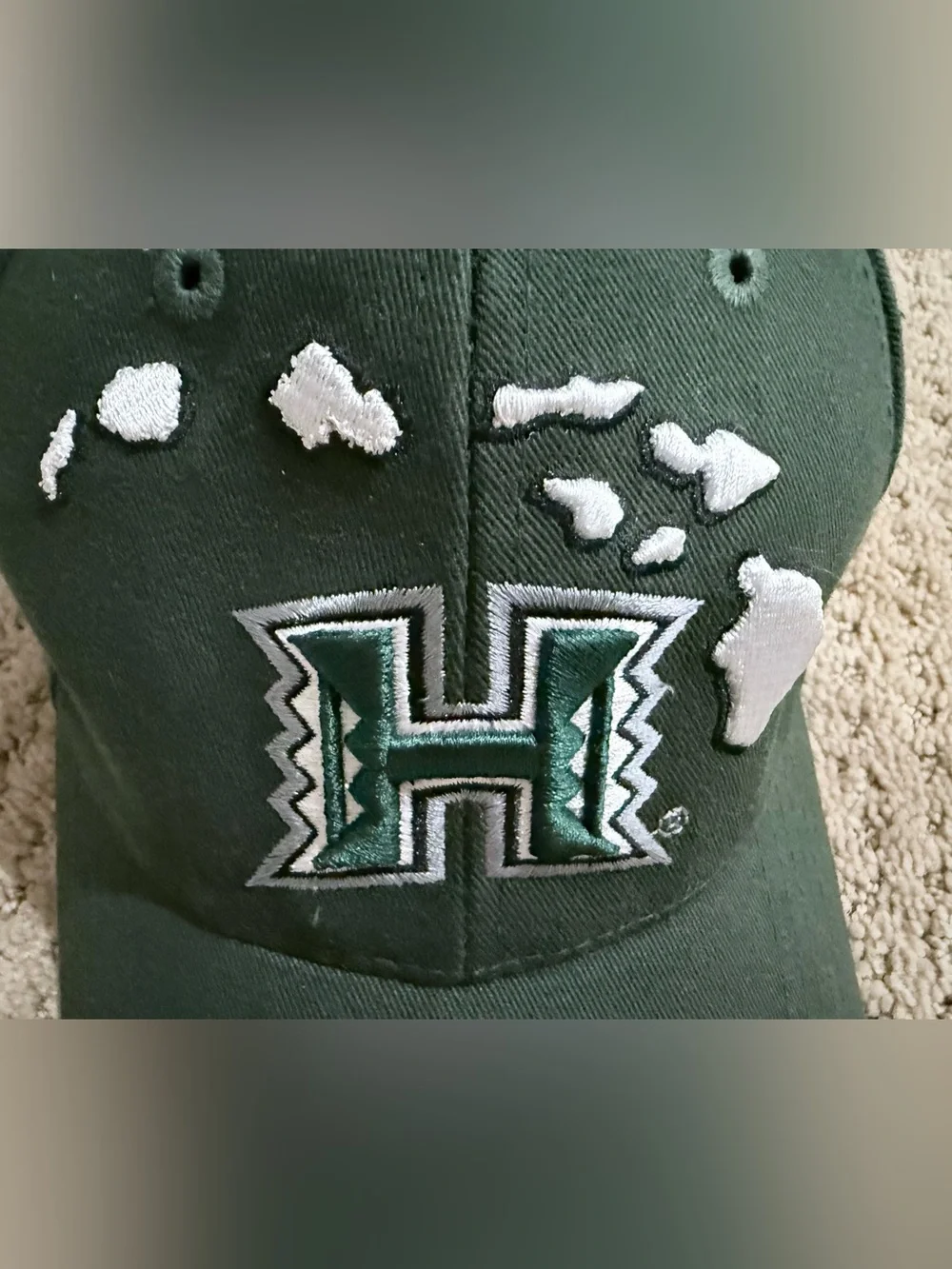 NWT Hawaii Rainbow Warriors Island Green NCAA Velcro Adjustable Strap Hat